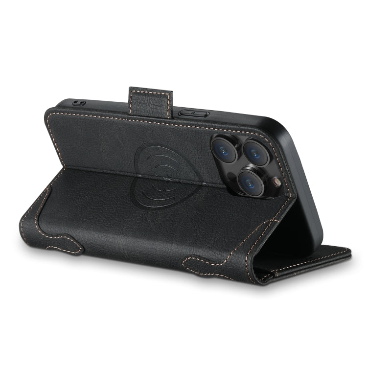 For iPhone 15 Pro SUTENI J07 Multifunctional Horizontal Flip Magsafe Leather Phone Case(Black)