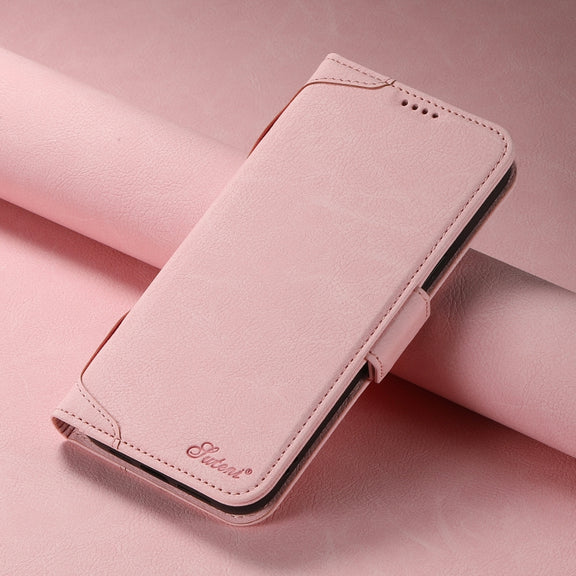 For iPhone 15 Plus SUTENI J07 Multifunctional Horizontal Flip Magsafe Leather Phone Case(Pink)