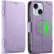 For iPhone 15 Plus SUTENI J07 Multifunctional Horizontal Flip Magsafe Leather Phone Case(Purple)