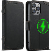 For iPhone 15 Pro Max SUTENI J07 Multifunctional Horizontal Flip Magsafe Leather Phone Case(Black)