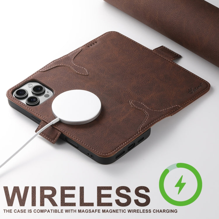 For iPhone 16 SUTENI J07 Multifunctional Horizontal Flip Magsafe Leather Phone Case(Brown)