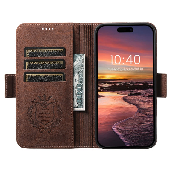 For iPhone 16 Pro SUTENI J07 Multifunctional Horizontal Flip Magsafe Leather Phone Case(Brown)