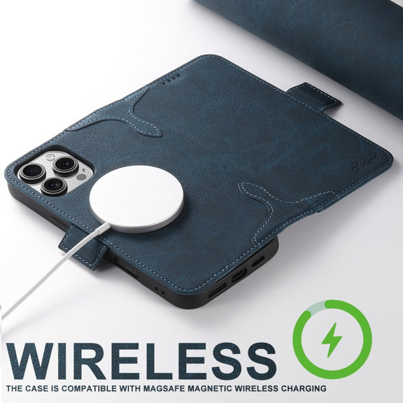 For iPhone 16 Pro SUTENI J07 Multifunctional Horizontal Flip Magsafe Leather Phone Case(Blue)