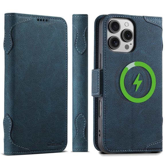 For iPhone 16 Pro SUTENI J07 Multifunctional Horizontal Flip Magsafe Leather Phone Case(Blue)