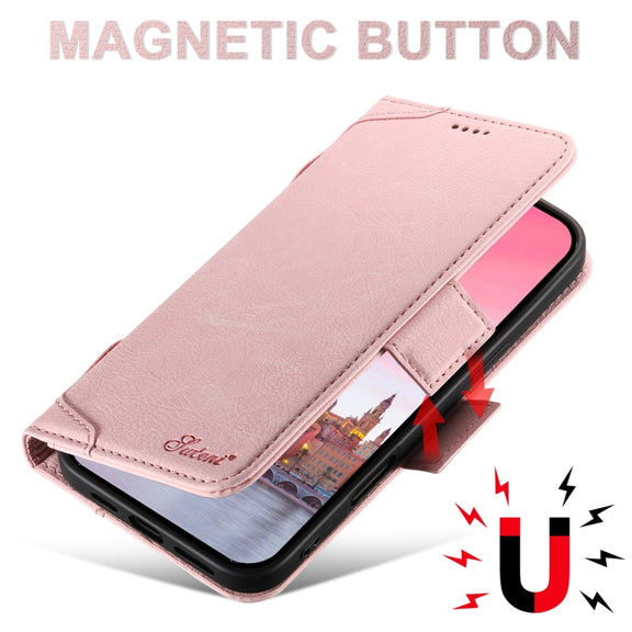 For iPhone 16 Pro SUTENI J07 Multifunctional Horizontal Flip Magsafe Leather Phone Case(Pink)