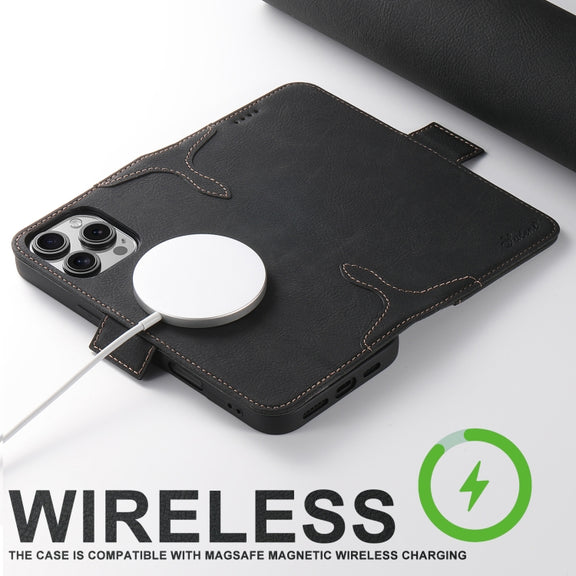 For iPhone 16 Plus SUTENI J07 Multifunctional Horizontal Flip Magsafe Leather Phone Case(Black)