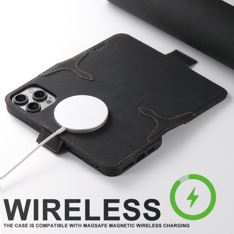 For iPhone 16 Plus SUTENI J07 Multifunctional Horizontal Flip Magsafe Leather Phone Case(Black)