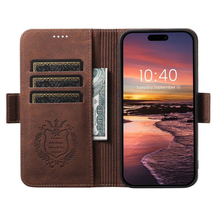 For iPhone 16 Plus SUTENI J07 Multifunctional Horizontal Flip Magsafe Leather Phone Case(Brown) - free shipping - PMC Jewellery - Order now!