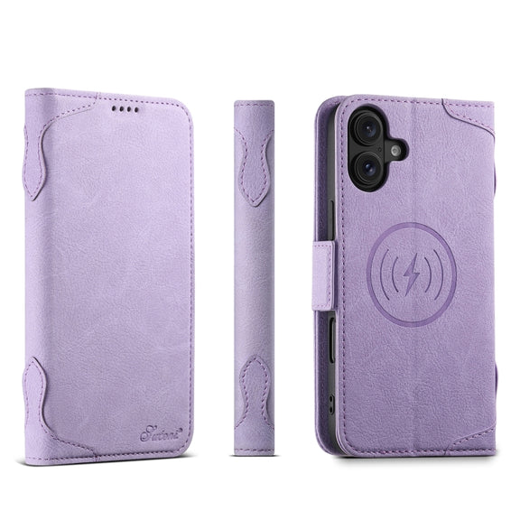For iPhone 16 Plus SUTENI J07 Multifunctional Horizontal Flip Magsafe Leather Phone Case(Purple)