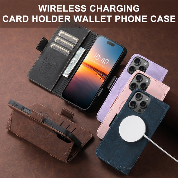 For iPhone 16 Pro Max SUTENI J07 Multifunctional Horizontal Flip Magsafe Leather Phone Case(Blue)