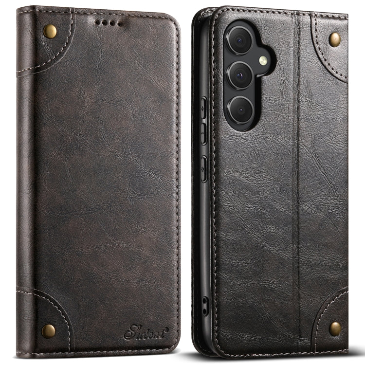 For Samsug Galaxy S24 Ultra 5G Suteni Baroque Calf Texture Buckle Wallet Leather Phone Case(Black) - free shipping - PMC Jewellery - Order now!
