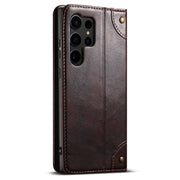 For Samsug Galaxy S24 Ultra 5G Suteni Baroque Calf Texture Buckle Wallet Leather Phone Case(Brown)
