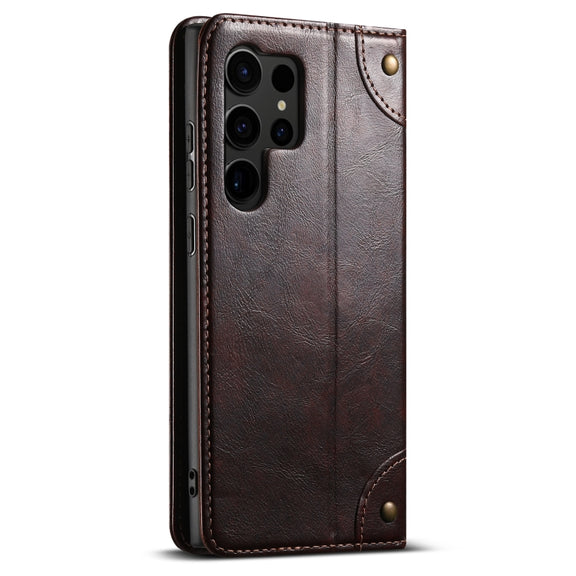 For Samsug Galaxy S24 Ultra 5G Suteni Baroque Calf Texture Buckle Wallet Leather Phone Case(Brown)