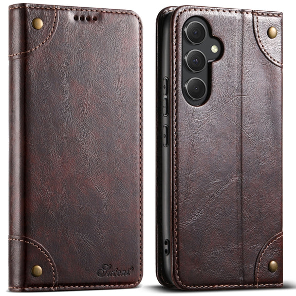 For Samsug Galaxy S24 Ultra 5G Suteni Baroque Calf Texture Buckle Wallet Leather Phone Case(Brown)