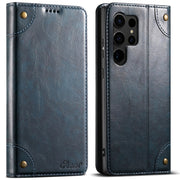For Samsug Galaxy S24 Ultra 5G Suteni Baroque Calf Texture Buckle Wallet Leather Phone Case(Blue)
