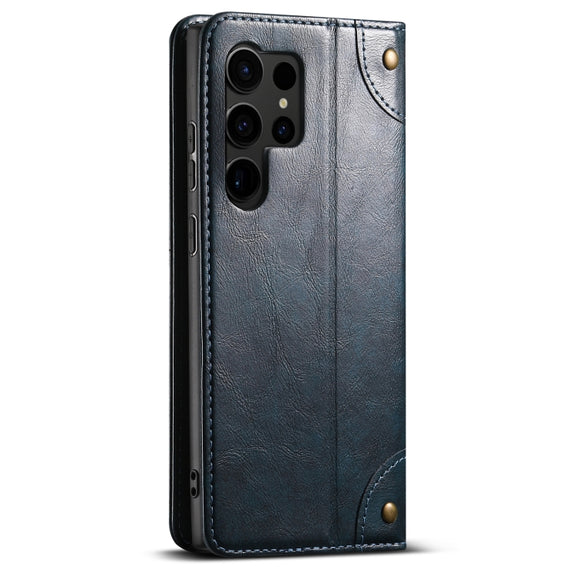For Samsug Galaxy S24 Ultra 5G Suteni Baroque Calf Texture Buckle Wallet Leather Phone Case(Blue)