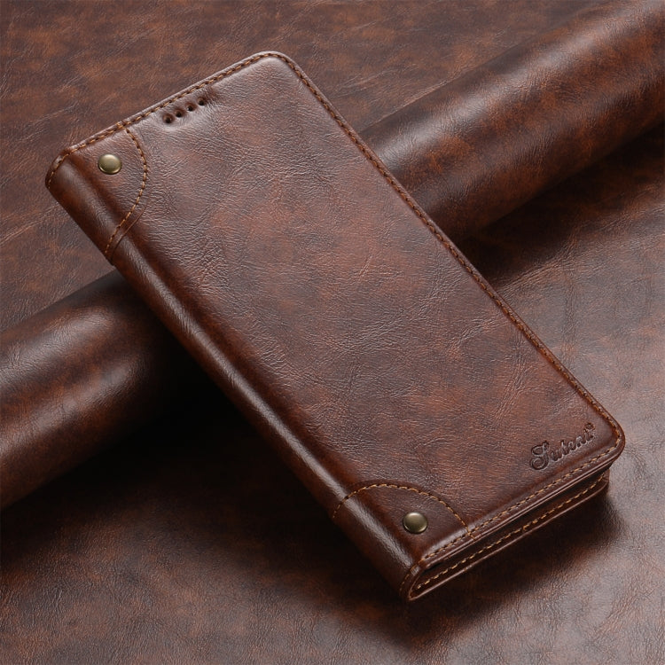 For Samsung Galaxy S24+ 5G Suteni Baroque Calf Texture Buckle Wallet Leather Phone Case(Khaki)