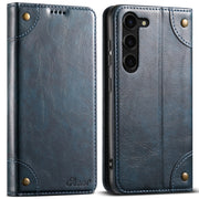 For Samsung Galaxy S24+ 5G Suteni Baroque Calf Texture Buckle Wallet Leather Phone Case(Blue)
