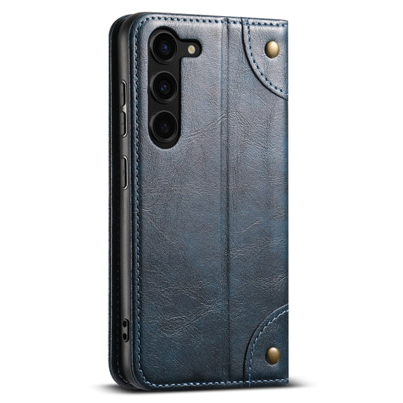 For Samsung Galaxy S24+ 5G Suteni Baroque Calf Texture Buckle Wallet Leather Phone Case(Blue)