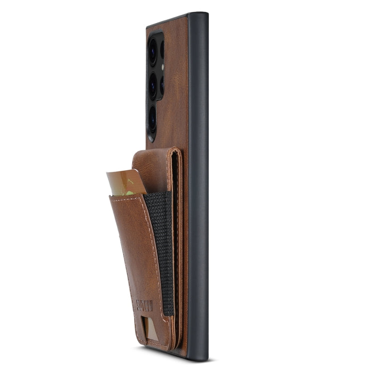 For Samsung Galaxy S24 Ultra 5G Suteni H03 Oil Wax Leather Wallet Stand Back Phone Case(Brown)