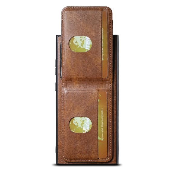 For Samsung Galaxy S24 Ultra 5G Suteni H03 Oil Wax Leather Wallet Stand Back Phone Case(Brown)