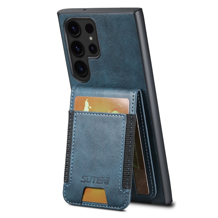 For Samsung Galaxy S24 Ultra 5G Suteni H03 Oil Wax Leather Wallet Stand Back Phone Case(Blue)