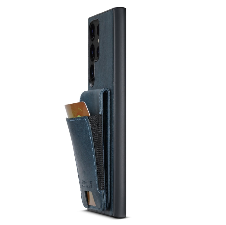 For Samsung Galaxy S24 Ultra 5G Suteni H03 Oil Wax Leather Wallet Stand Back Phone Case(Blue)