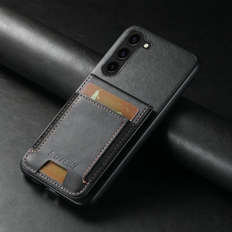 For Samsung Galaxy S24+ 5G Suteni H03 Oil Wax Leather Wallet Stand Back Phone Case(Black)