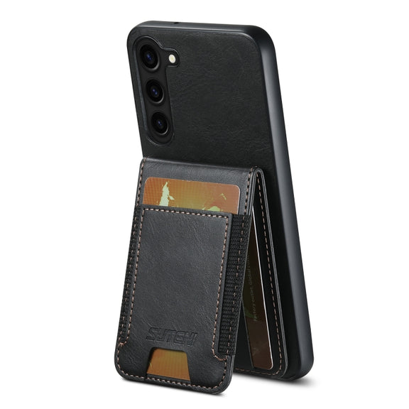 For Samsung Galaxy S24+ 5G Suteni H03 Oil Wax Leather Wallet Stand Back Phone Case(Black)