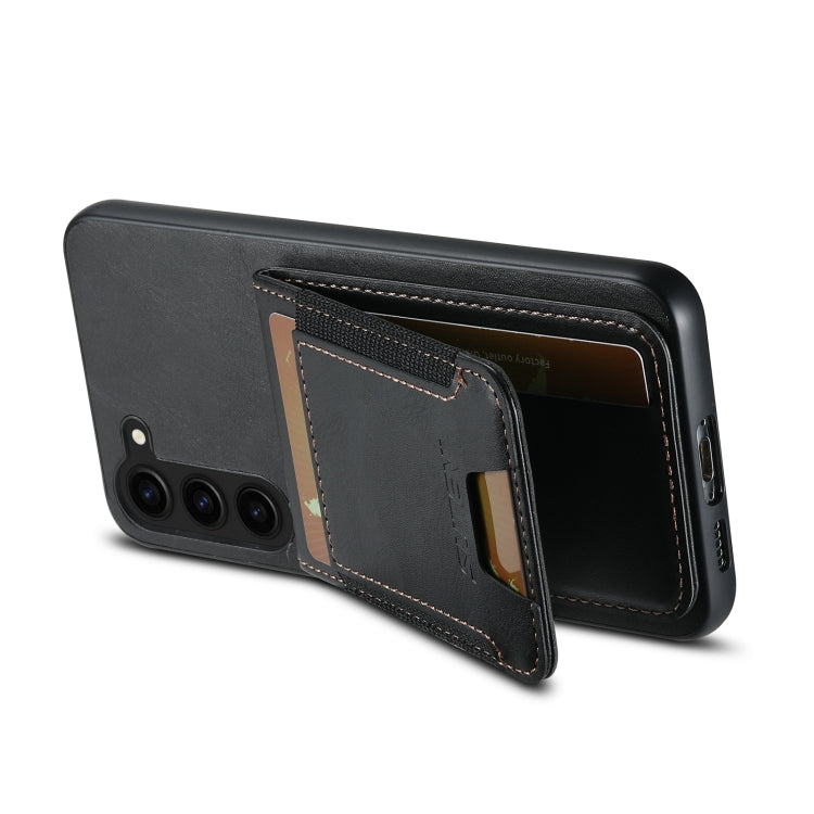 For Samsung Galaxy S24+ 5G Suteni H03 Oil Wax Leather Wallet Stand Back Phone Case(Black)