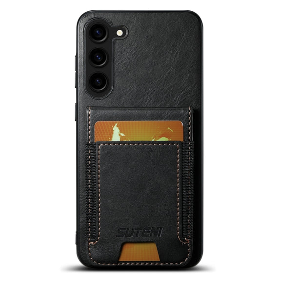 For Samsung Galaxy S24+ 5G Suteni H03 Oil Wax Leather Wallet Stand Back Phone Case(Black)