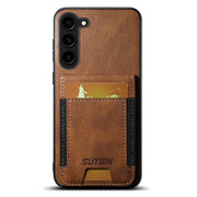 For Samsung Galaxy S24+ 5G Suteni H03 Oil Wax Leather Wallet Stand Back Phone Case(Brown)