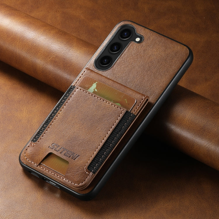 For Samsung Galaxy S24+ 5G Suteni H03 Oil Wax Leather Wallet Stand Back Phone Case(Brown)