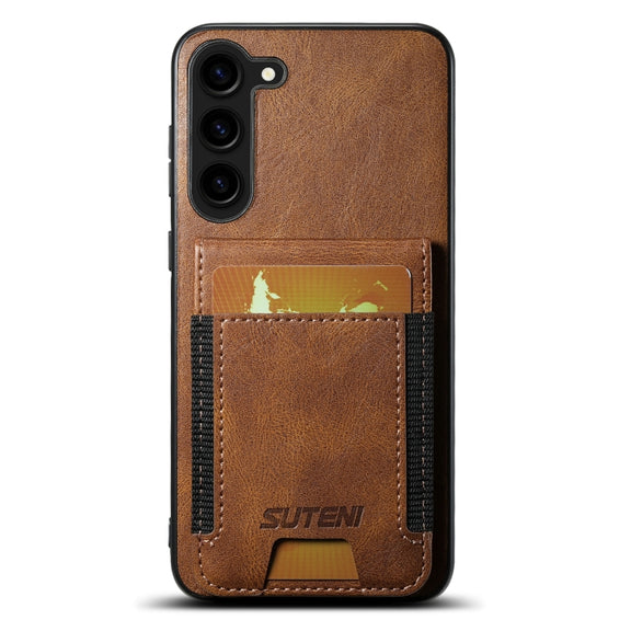 For Samsung Galaxy S24+ 5G Suteni H03 Oil Wax Leather Wallet Stand Back Phone Case(Brown)