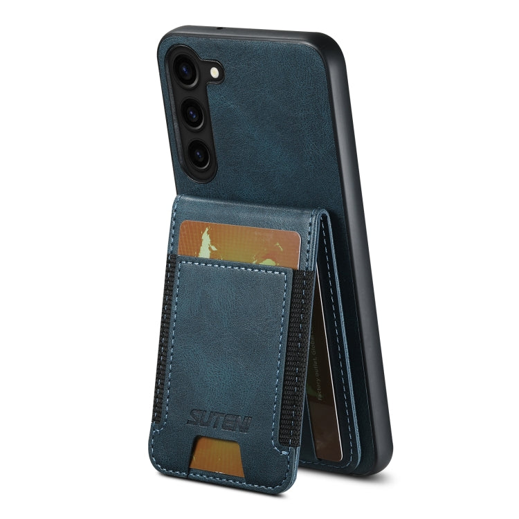 For Samsung Galaxy S24+ 5G Suteni H03 Oil Wax Leather Wallet Stand Back Phone Case(Blue)
