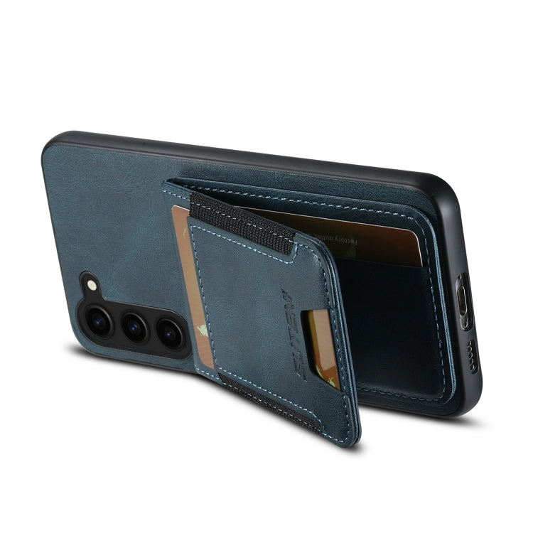 For Samsung Galaxy S24+ 5G Suteni H03 Oil Wax Leather Wallet Stand Back Phone Case(Blue)