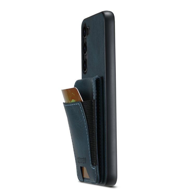 For Samsung Galaxy S24+ 5G Suteni H03 Oil Wax Leather Wallet Stand Back Phone Case(Blue)