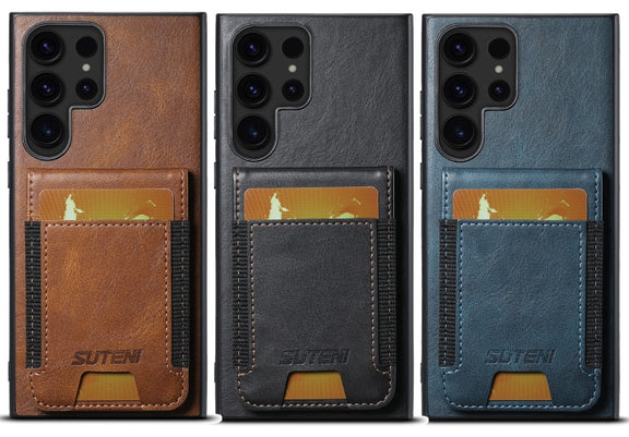 For Samsung Galaxy S24+ 5G Suteni H03 Oil Wax Leather Wallet Stand Back Phone Case(Brown)