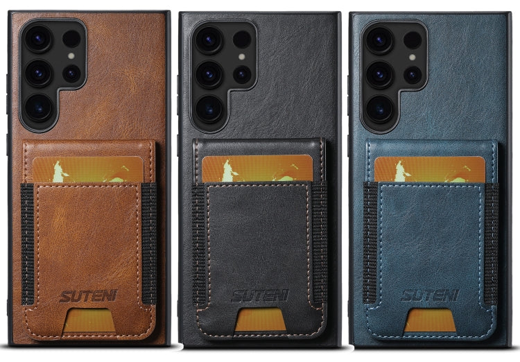 For Samsung Galaxy S24+ 5G Suteni H03 Oil Wax Leather Wallet Stand Back Phone Case(Brown)