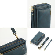 For Samsung Galaxy S24 Ultra 5G Crossbody Multi-functional Zipper Wallet Leather Phone Case(Green)