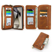 For Samsung Galaxy S24 Ultra 5G Crossbody Multi-functional Zipper Wallet Leather Phone Case(Brown)