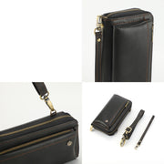 For Samsung Galaxy S24 Ultra 5G Crossbody Multi-functional Zipper Wallet Leather Phone Case(Black)
