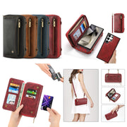 For Samsung Galaxy S24 Ultra 5G Crossbody Multi-functional Zipper Wallet Leather Phone Case(Black)