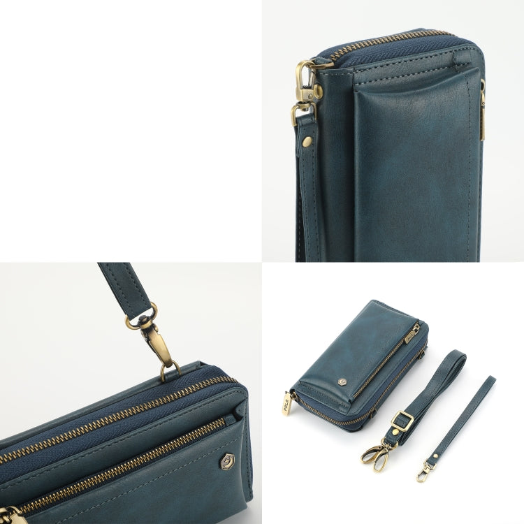 For Samsung Galaxy S24+ 5G Crossbody Multi-functional Zipper Wallet Leather Phone Case(Green)