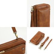 For Samsung Galaxy S24+ 5G Crossbody Multi-functional Zipper Wallet Leather Phone Case(Brown)