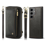 For Samsung Galaxy S24 5G Crossbody Multi-functional Zipper Wallet Leather Phone Case(Black)