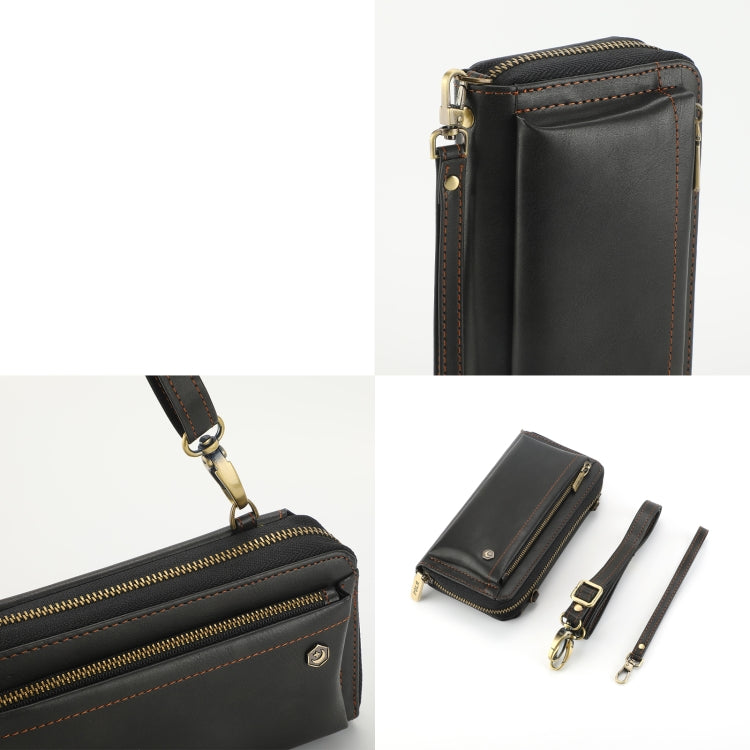 For Samsung Galaxy S24 5G Crossbody Multi-functional Zipper Wallet Leather Phone Case(Black)