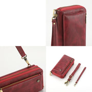 For Samsung Galaxy S24 5G Crossbody Multi-functional Zipper Wallet Leather Phone Case(Red)