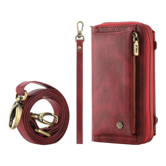 For Samsung Galaxy S24 5G Crossbody Multi-functional Zipper Wallet Leather Phone Case(Red)