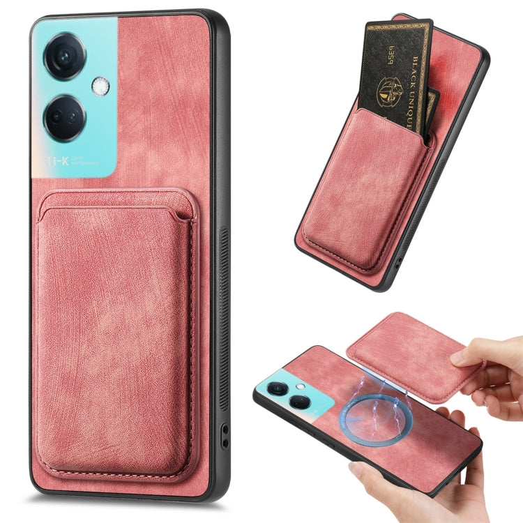 For OPPO K11 5G Retro Leather Card Bag Magnetic Phone Case(Pink) - OPPO Cases by PMC TechLife | Online Shopping South Africa | PMC TechLife | Buy Now Pay Later Mobicred
